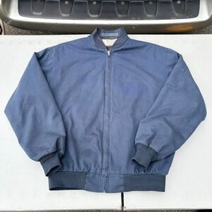 Vintage Navy blue bomber jacket with light distressed‎ look.